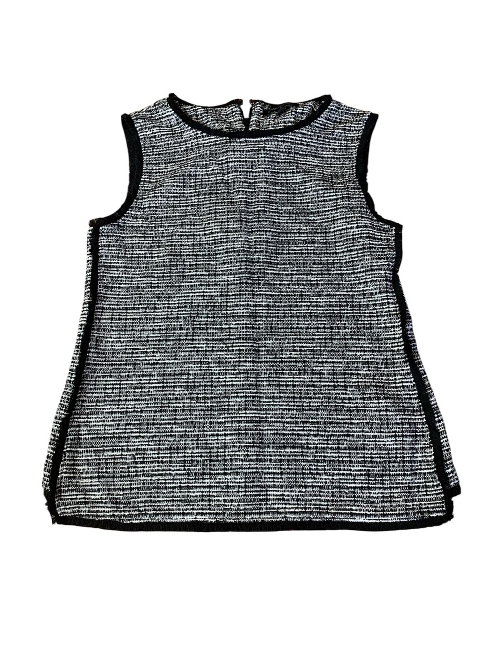 Banana Republic Black & White Tweed Fringed Sleeveless Top / Shell - Size M